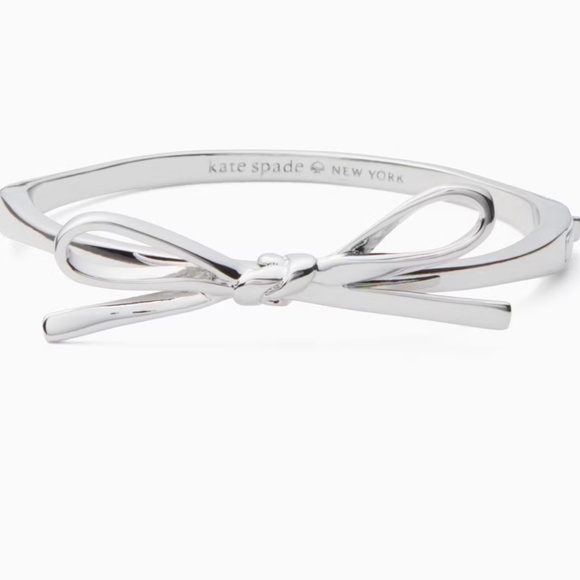 NWOT - Kate Spade Skinny Mini Bow Bangle - Silver - Picture 1 of 6